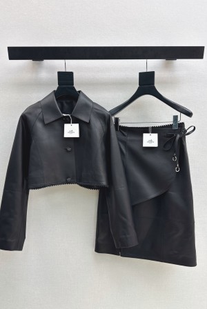 [Hermes] 에르메스 26SS 하이엔드 고트스킨(염소 가죽) 자켓 스커트 세트 셋업 의류
