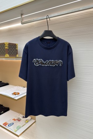 루이비통(LV) 데님 패치 자수 반팔 티셔츠 의류
