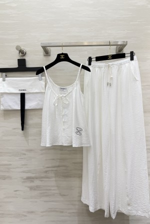 Chanel 샤넬 26SS 플리츠 슬립탑 + 와이드 팬츠 셋업 세트 의류