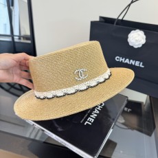 샤넬(CHANEL) 플랫 밀짚모자 모자
