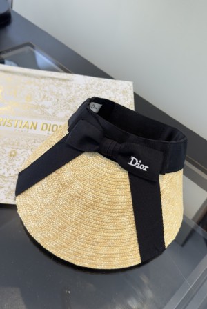 디올(DIOR) 리본 오픈탑 밀짚모자 모자