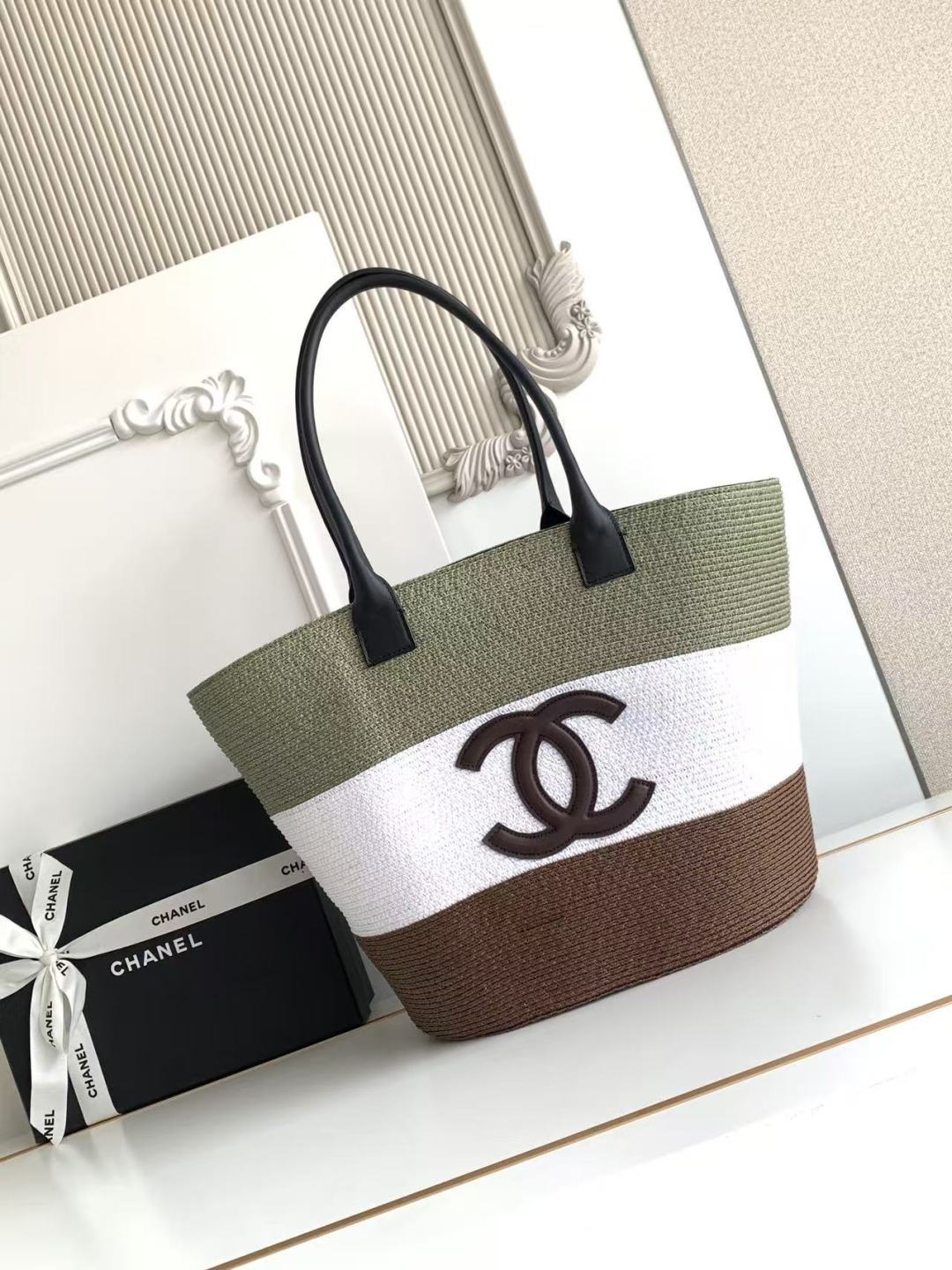 Chanel 샤넬 26C 라피아 & 스웨이드 위빙 쇼핑백 토트백 (AS6148) 가방