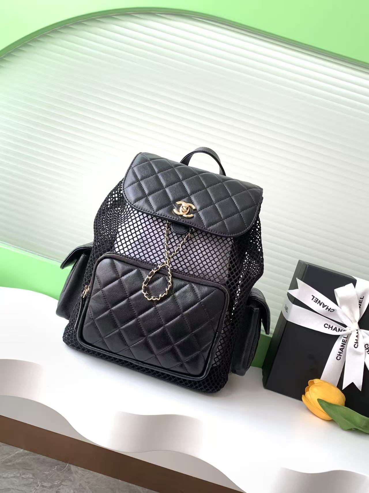 Chanel 샤넬 25S 퀼팅 메쉬 백팩 (라지 사이즈 - AS5492) 가방