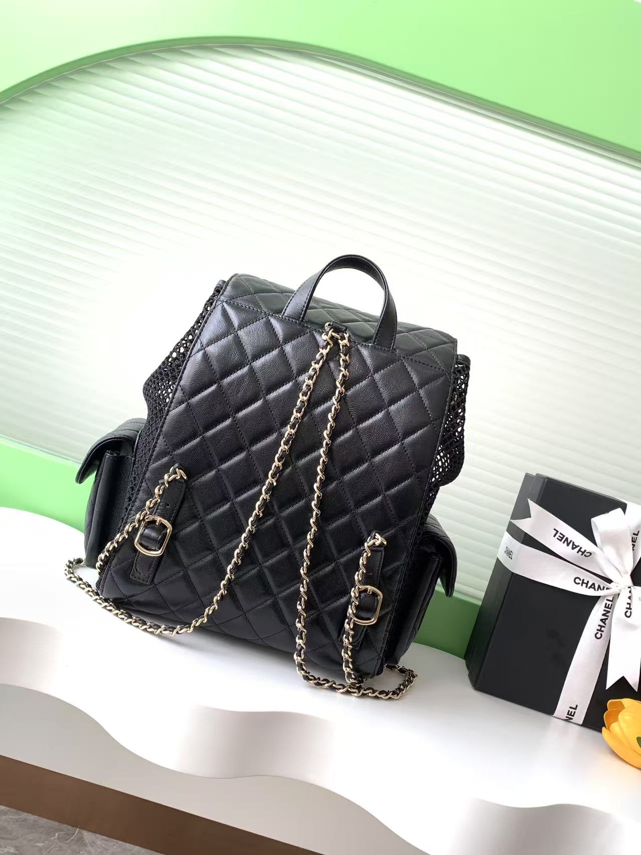 Chanel 샤넬 25S 퀼팅 메쉬 백팩 (라지 사이즈 - AS5492) 가방