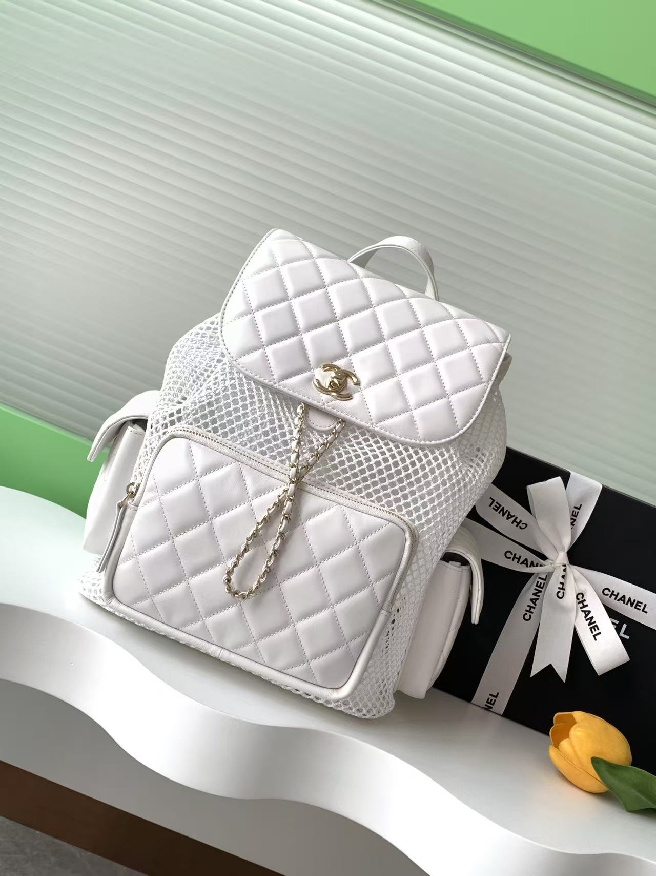 Chanel 샤넬 25S 퀼팅 메쉬 백팩 (라지 사이즈 - AS5492) 가방