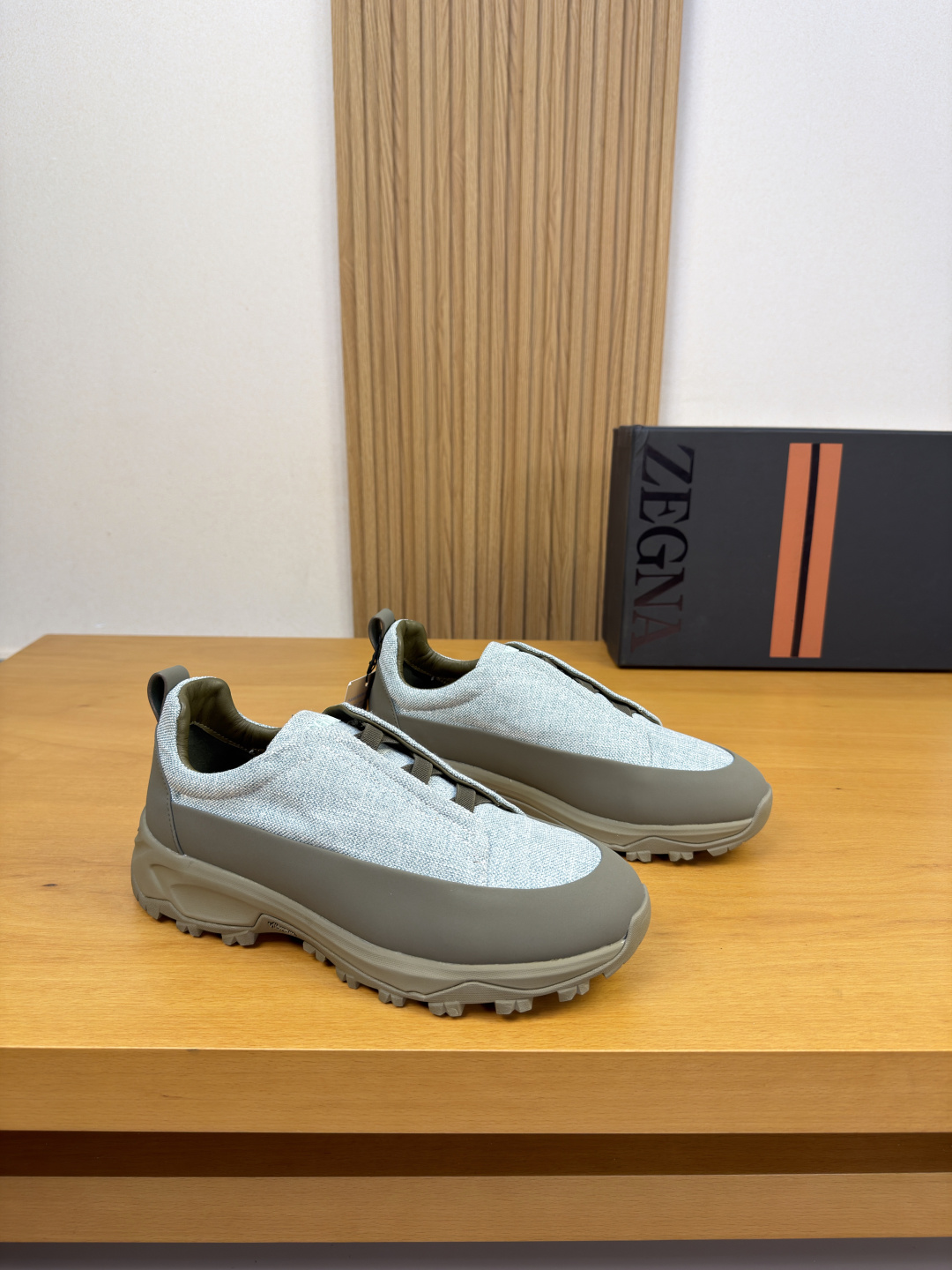 Zegna 제냐 프리미엄 데님 캔버스 콤비 스니커즈 신발