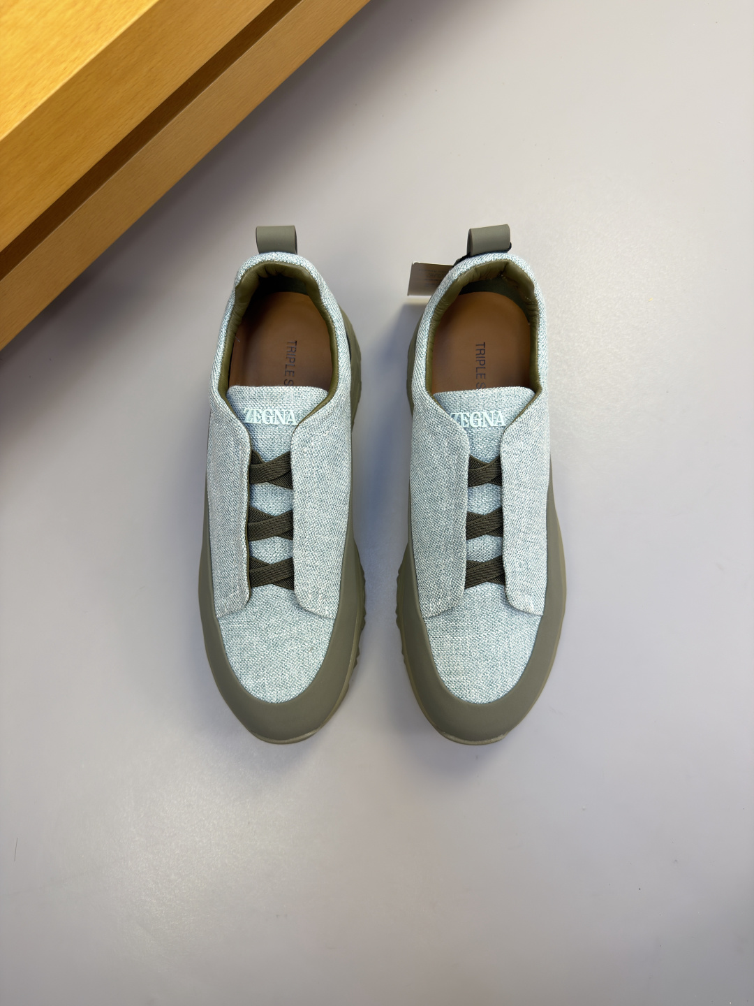 Zegna 제냐 프리미엄 데님 캔버스 콤비 스니커즈 신발