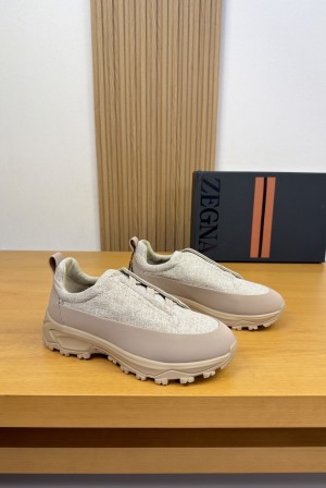 Zegna 제냐 프리미엄 데님 캔버스 콤비 스니커즈 신발