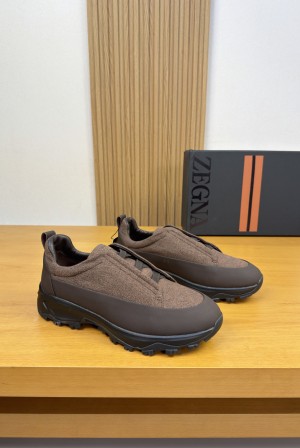 Zegna 제냐 프리미엄 데님 캔버스 콤비 스니커즈 신발