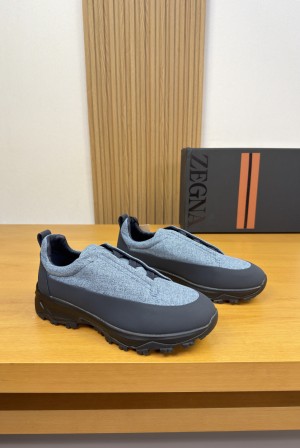 Zegna 제냐 프리미엄 데님 캔버스 콤비 스니커즈 신발