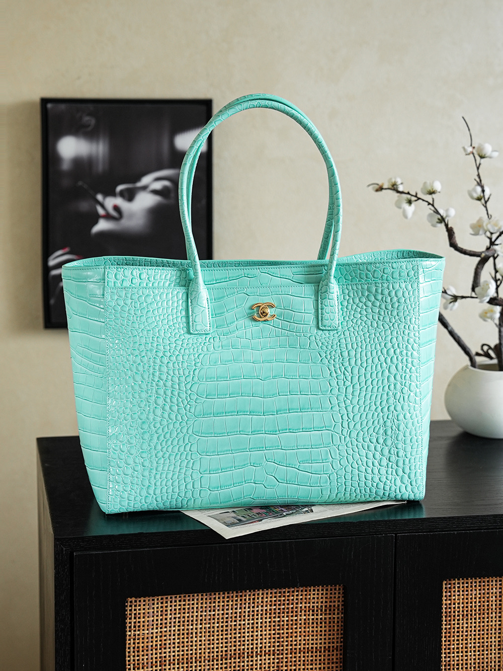 Chanel 샤넬 26SS 서프 토트(Cerf Tote) - 민트그린/악어 패턴 가방