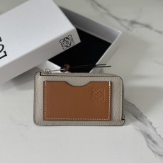 Loewe 로에베 C00515 콘트라스트 그레인드 카프스킨 지퍼 카드 지갑