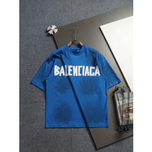 발렌시아가(BALENCIAGA) 테이프 프린팅 워싱 반팔 티셔츠 상의 의류