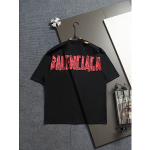 발렌시아가(BALENCIAGA) 테이프 프린팅 워싱 반팔 티셔츠 상의 의류