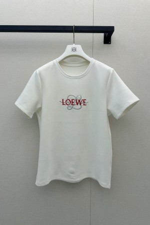 로에베(LOEWE) 아나그램 로프 자수 네이비 반팔 티셔츠 상의 의류