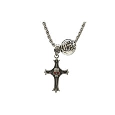 크롬하츠(CHROME HEARTS) 레드아이 스컬 크로스 펜던트 체인 목걸이 악세사리