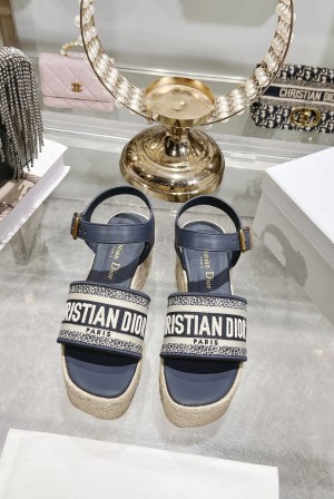 디올(DIOR) Dway 로고 밴드 앵클 스트랩 웨지 샌들 신발