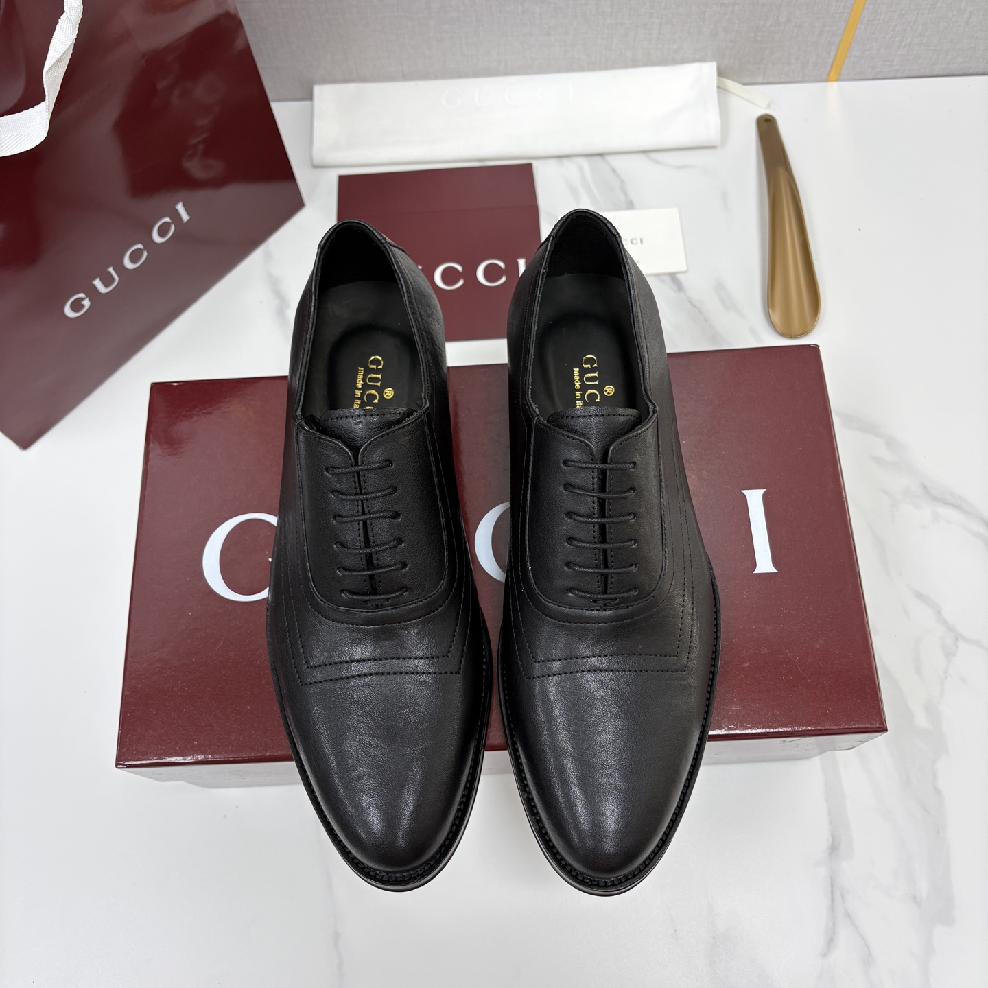 [Gucci] 구찌 클래식 가죽 더비 슈즈 구두 신발