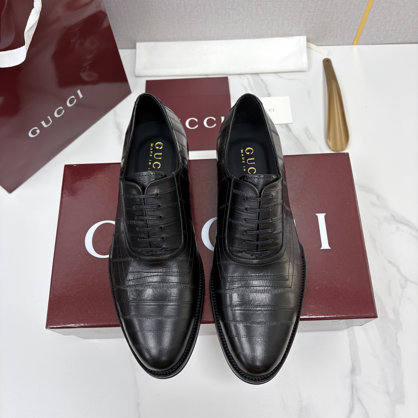 [Gucci] 구찌 클래식 가죽 더비 슈즈 구두 신발