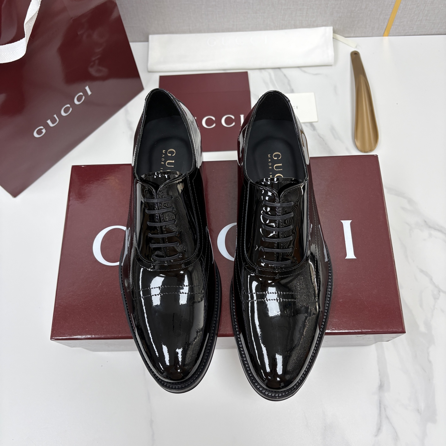 [Gucci] 구찌 클래식 가죽 더비 슈즈 구두 신발