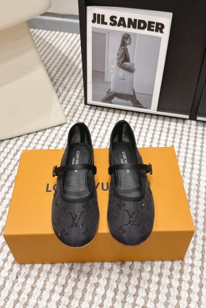 루이비통(LV) 로미 자수 레이스 메리제인 발레리나 플랫 신발