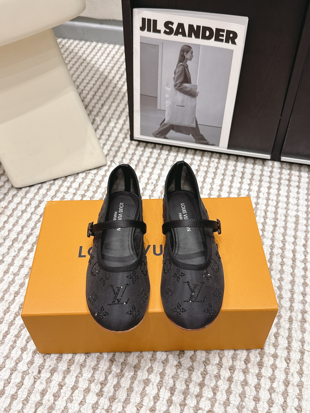 루이비통(LV) 로미 자수 레이스 메리제인 발레리나 플랫 신발
