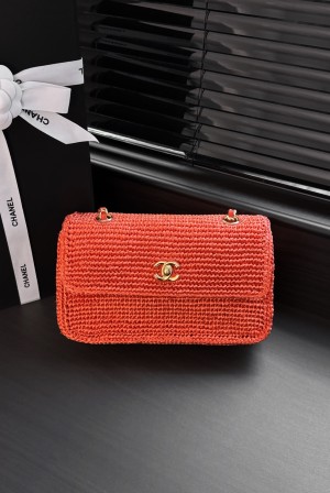 [CHANEL] 샤넬 26M Cocobeach 코코비치 사첼 라피아 플랩백 가방 / AS6088
