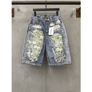 아크네(Acne studios) 플로럴 프린트 페이크 레이어드 7부 팬츠 하의 의류