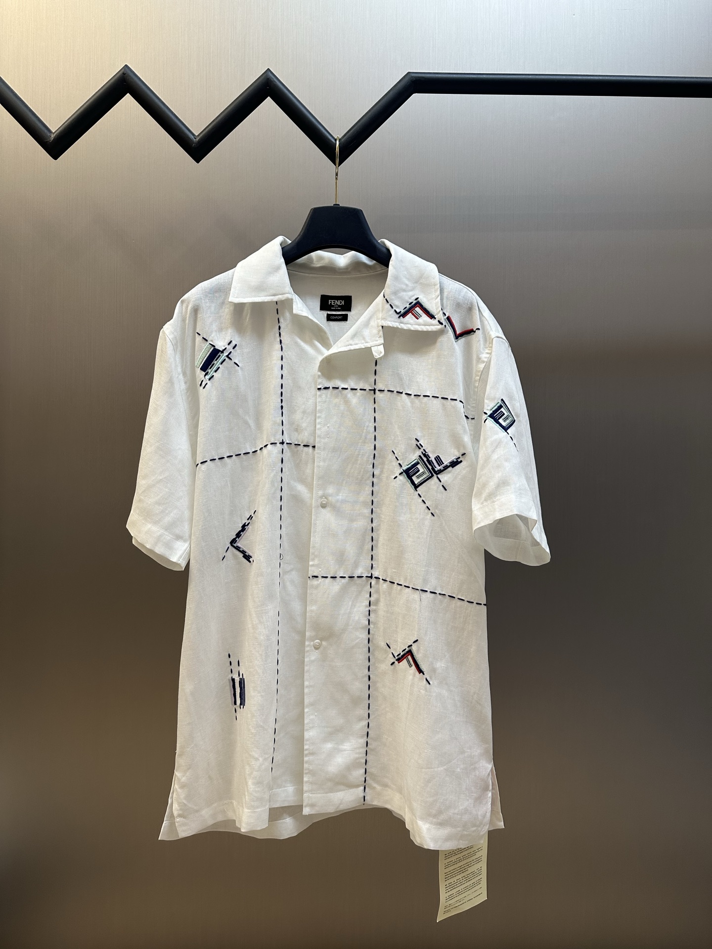 펜디(FENDI) FF 체크 자수 볼링 셔츠 상의 의류