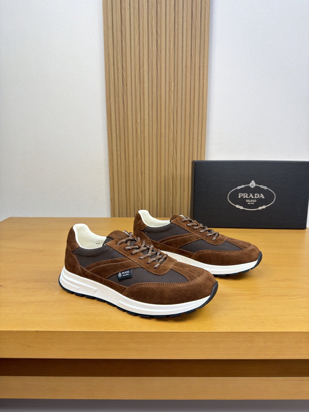 [Prada] 프라다 프리미엄 스웨이드 & 캔버스 콤비 스니커즈 신발