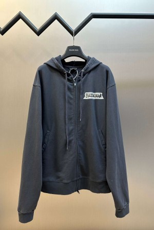 발렌시아가(BALENCIAGA) 워싱 프린트 오버핏 후드 집업 의류