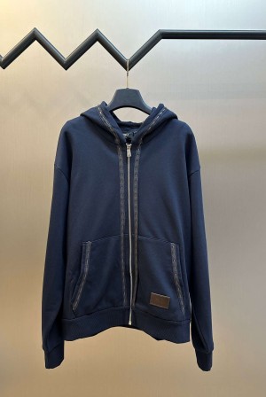 펜디(FENDI) 레더 로고 패치 후드 집업 상의 의류