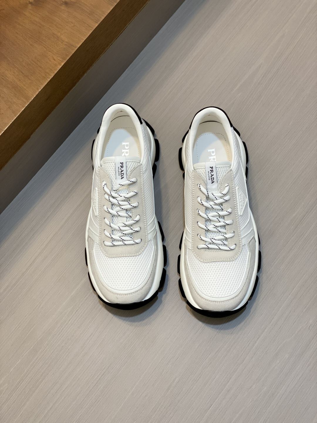 [Prada] 프라다 프리미엄 스웨이드 & 캔버스 콤비 스니커즈 신발