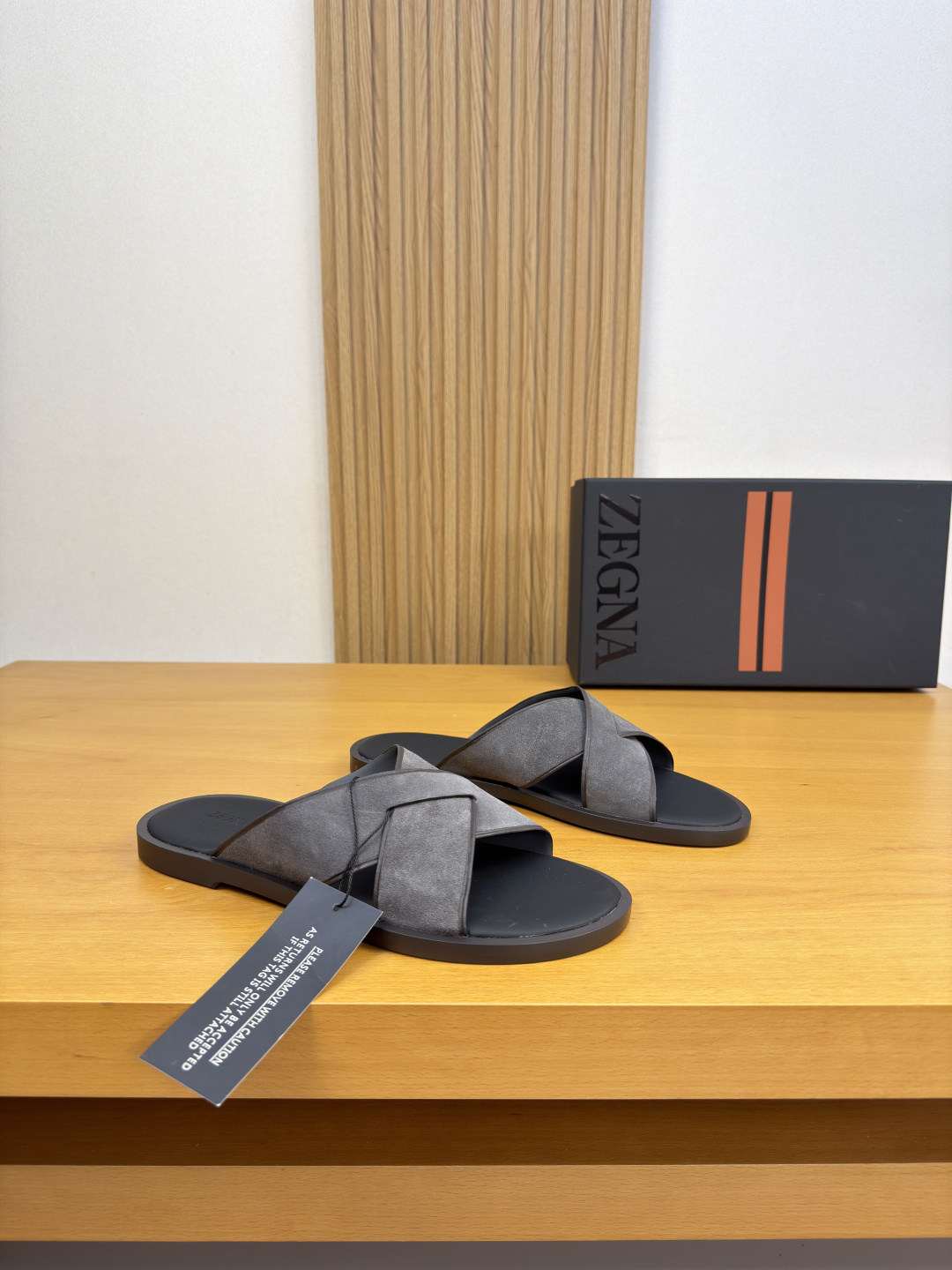 [Zegna] 제냐 프리미엄 스웨이드 레더 뮬 / 슬라이드 슬리퍼 신발