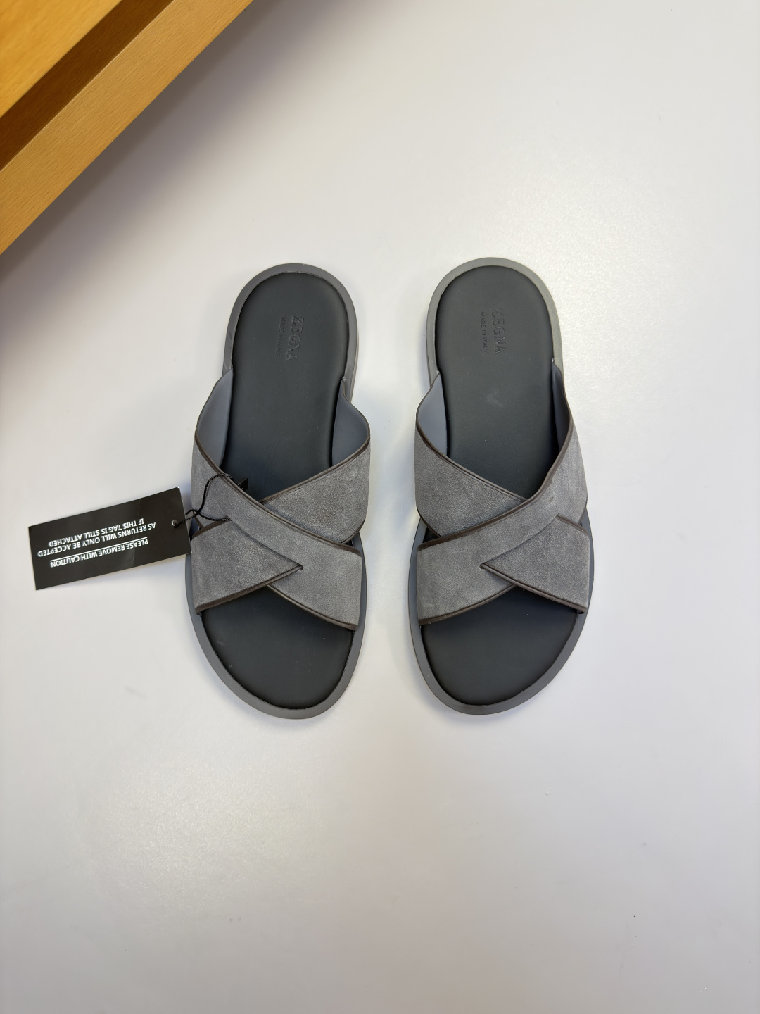 [Zegna] 제냐 프리미엄 스웨이드 레더 뮬 / 슬라이드 슬리퍼 신발