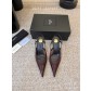 생로랑(SAINT LAURENT) 메쉬 배색 포인티드토 슬링백 키튼힐 신발