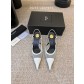 생로랑(SAINT LAURENT) 메쉬 배색 포인티드토 슬링백 키튼힐 신발