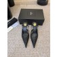 생로랑(SAINT LAURENT) 메쉬 배색 포인티드토 슬링백 키튼힐 신발