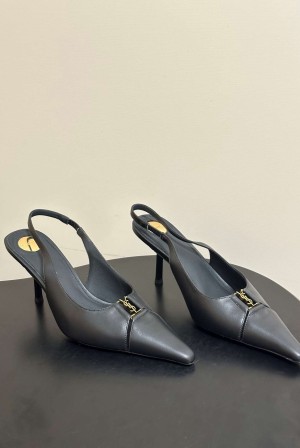 생로랑(SAINT LAURENT) YSL 메탈 로고 캡토 슬링백 펌프스 신발