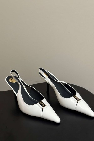 생로랑(SAINT LAURENT) YSL 메탈 로고 캡토 슬링백 펌프스 신발