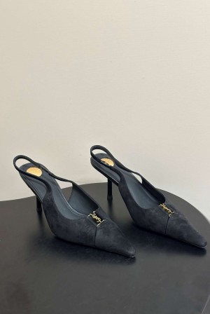 생로랑(SAINT LAURENT) YSL 메탈 로고 캡토 슬링백 펌프스 신발