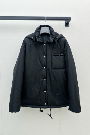 프라다(PRADA) 탈부착 후드 패딩 셔츠 재킷 상의 의류