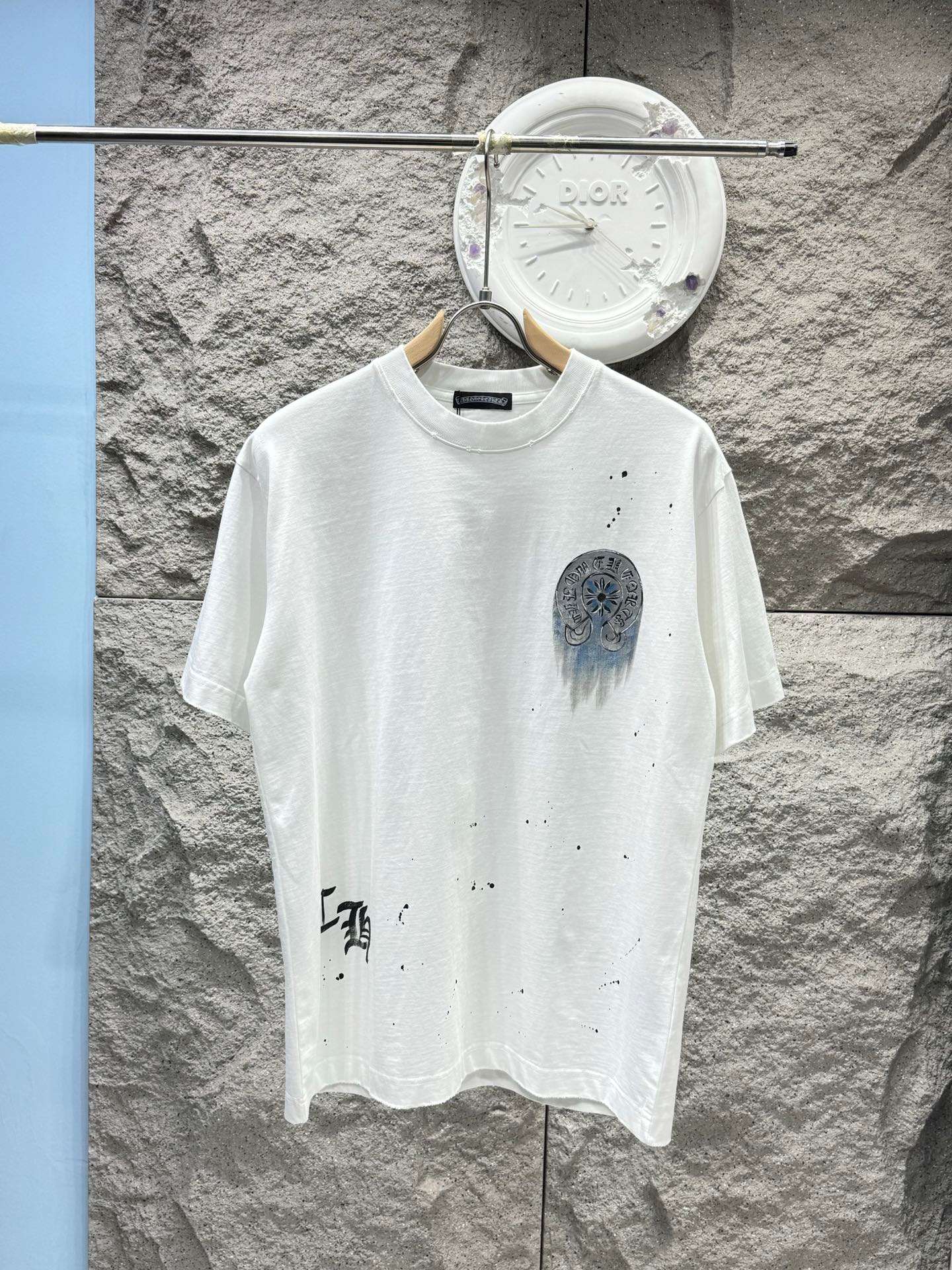 크롬하츠(CHROME HEARTS) 핸드드로잉 크로스 반팔 티셔츠 상의 의류