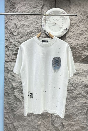 크롬하츠(CHROME HEARTS) 핸드드로잉 크로스 반팔 티셔츠 상의 의류