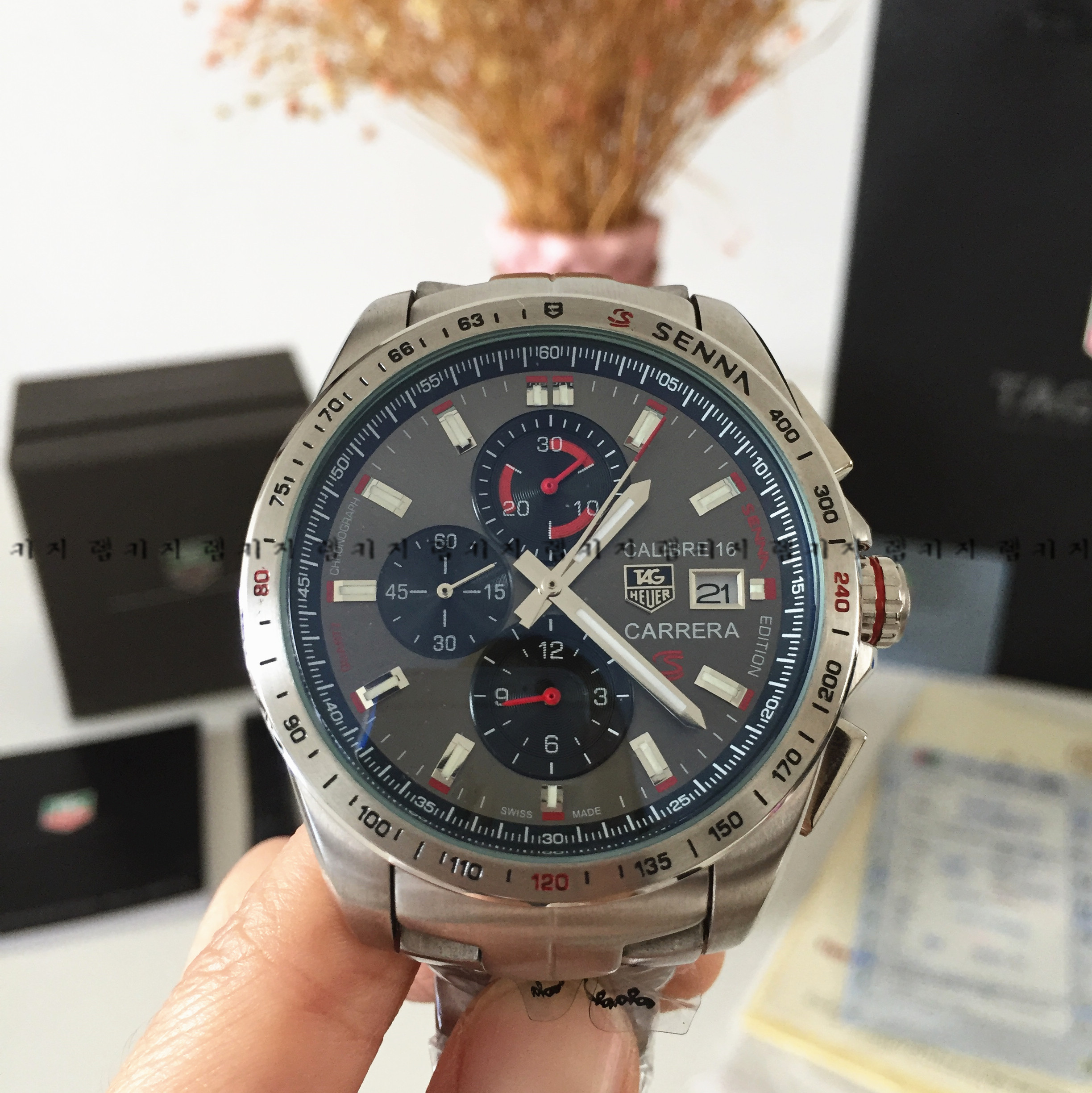 태그호이어 까레라 칼리버 16 메탈시계 + 가죽스트랩